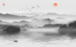 黑白山水画 山水画
