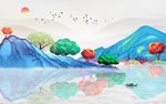 水彩油画水墨山水画