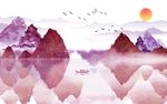 水彩水墨山水画