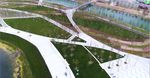 上海城市休闲绿地公园风光俯拍视