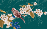 工笔手绘花鸟背景墙装饰画