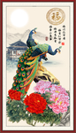 孔雀牡丹图