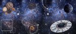 蓝色宇宙星空时钟齿轮酒吧背景墙