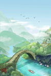 原创手绘卡通插画绘本背景
