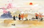 旭日东升大理石背景墙