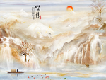 山水大理石 高山流水 流水生财