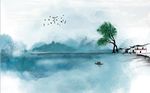 新中式水墨山水背景墙
