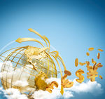 分层各国金币地球仪