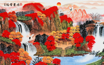中国风国画山水鸿运当头电视背景