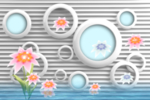 简约花圆圈背景立体背景墙壁画