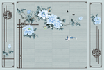 中式框画玄关屏风电视背景创意底