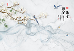 大理石花鸟线条创意抽象玄关屏风