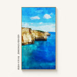 抽象手绘蓝色大海风景装饰画油画