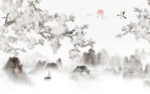 玉兰水墨山水