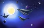 星海中的鲸鱼手绘壁画背景墙