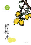 手绘柠檬片包装贴