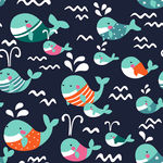 卡通可爱鲸鱼印花