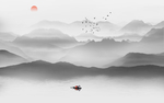 大型意境抽象水墨山水画