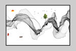 新中式意境水墨线条山水