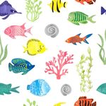 海底彩色鱼群印花