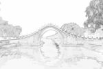 桥抽象线描矢量图