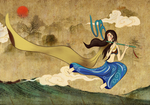 中国风女子吹笛子