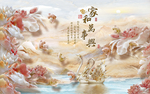 家和万事兴天鹅莲花大理石背景墙