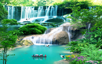 山水流水生财沙发背景墙装饰