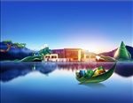 端午节 豪宅 地产 江景 背景