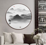抽象意境水墨山水圆形装饰画