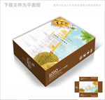 清新简约榴莲包装箱包装礼盒设计