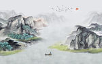 水墨山水背景墙