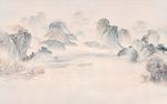 仿古山水背景墙装饰画