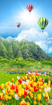 清新花海山水电视背景墙