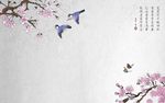 新中式手绘工笔花鸟壁画背景墙