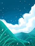 治愈系唯美清新风景插画背景