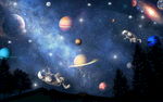 星空月亮唯美背景墙吊顶天顶壁画
