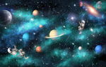 唯美星空背景墙吊顶壁画装饰画