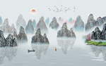 抽象山水背景墙