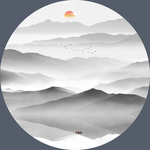 圆框山水画