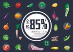 手绘蔬菜水果促销展板海报