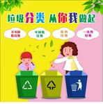 小学幼儿园黄色可爱垃圾分类海报