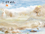 流水生财大理石TIF分层背景墙