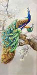 超高清花开富贵油画孔雀玄关