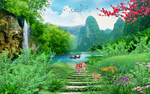 流水走道背景墙