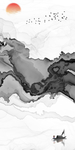 灰色简约线条画 TIF分层画