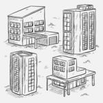 建筑图标素描