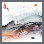 精美抽象线条墙画 TIF分层