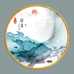 圆形禅意装饰墙画 TIF分层