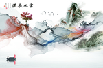 线条山水电视背景 TIF分层